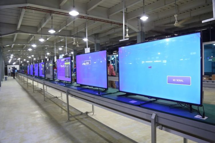 a line of manufacturing TV