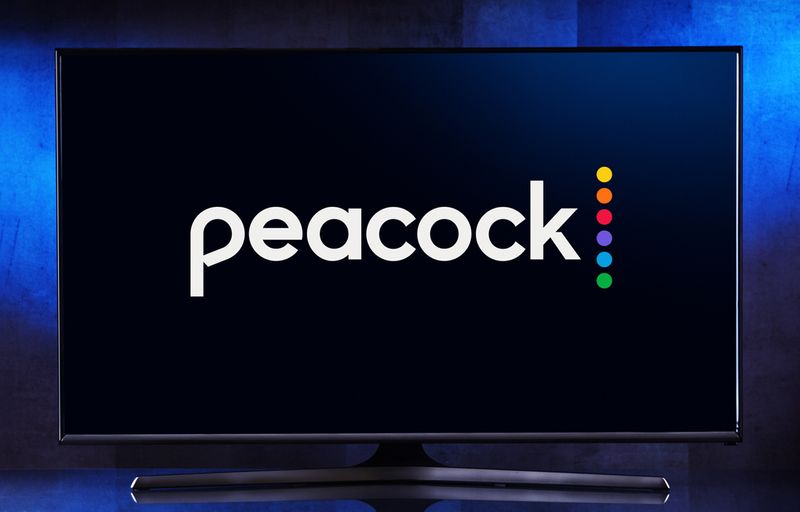a logo of Peacock TV on TV screen