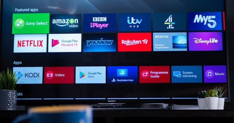 featured apps showing on smart TV screen