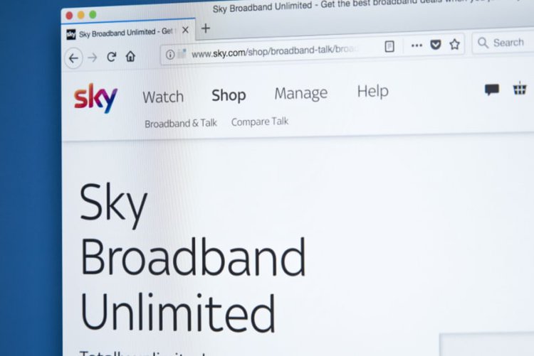 webpage of Sky Broadband service