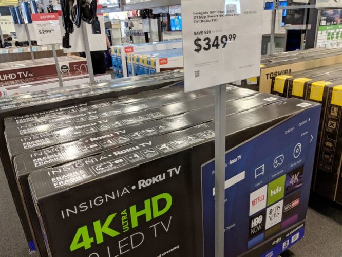 Insignia 4K TV for sale at Best Buy store