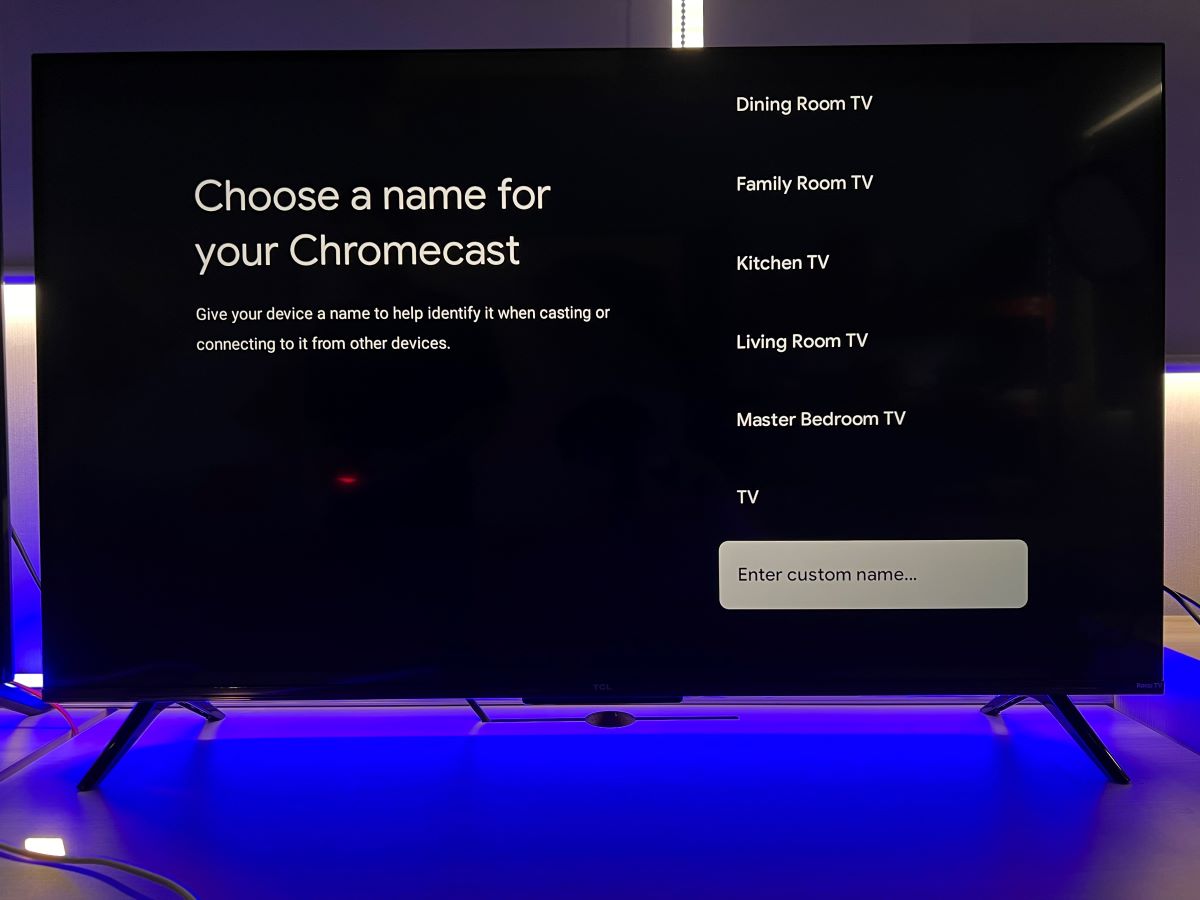 The Enter custom name feature on the TCL TV