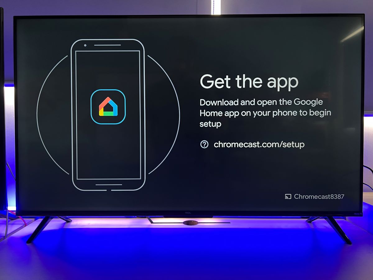 The TCL Google TV asking to download the Google Home app
