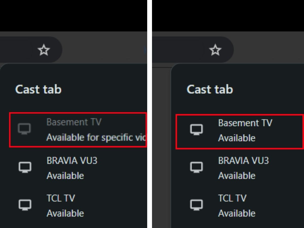 The casting feature before and after