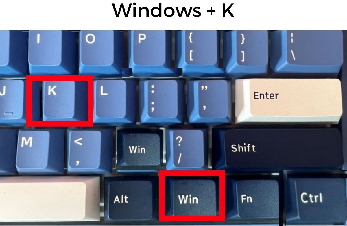 The combination Windows and K on a blue keyboard