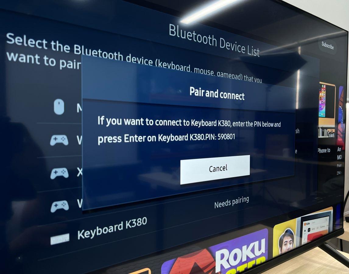 To connect the Bluetooth keyboard to the TV, on the keyboard users must type in a code and press enter