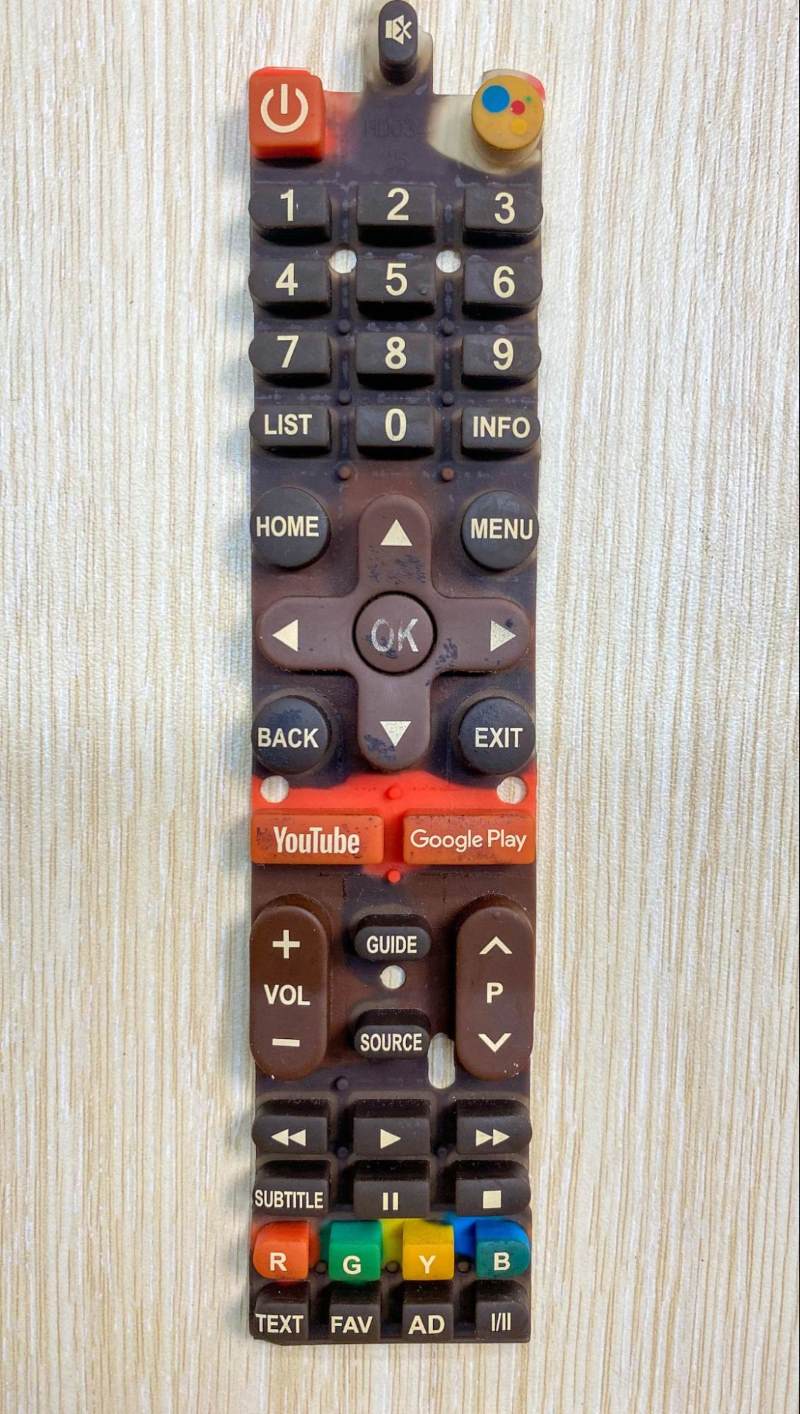 a TV remote control rubber panel