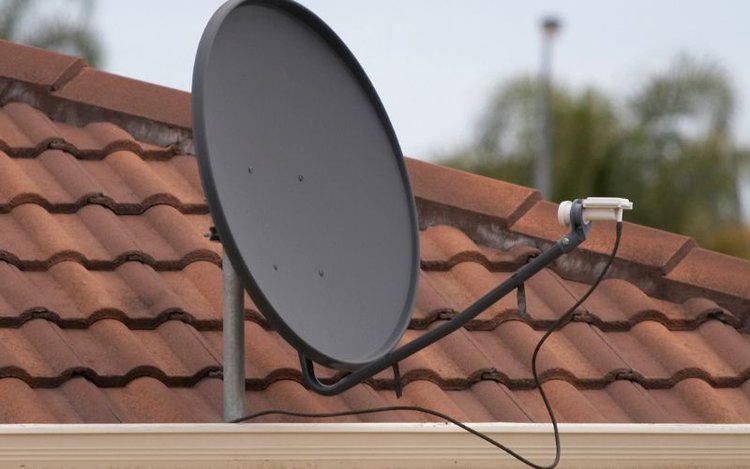 a TV satellite dish front view