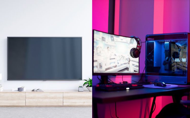 a black smart TV and a computer