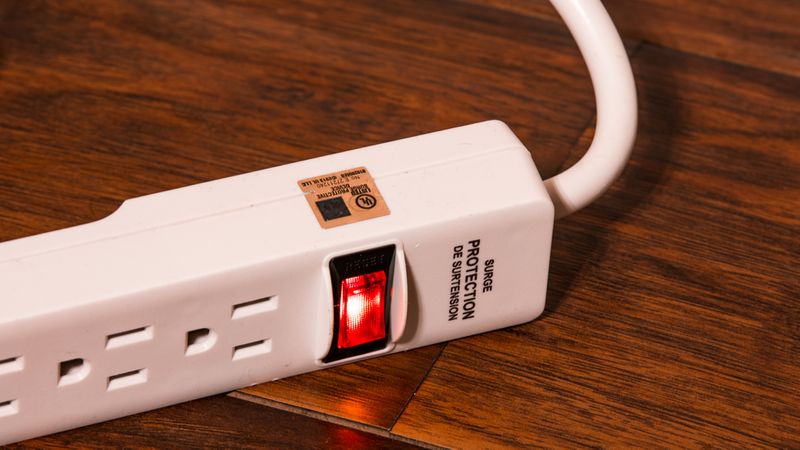 a surge protector with gold sticker showing it has been UL rated