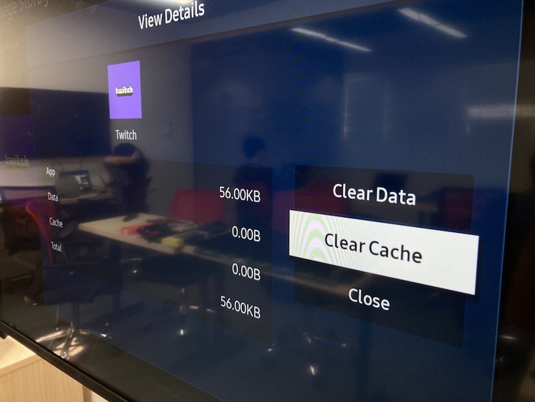 clear cache for an app on a Samsung TV