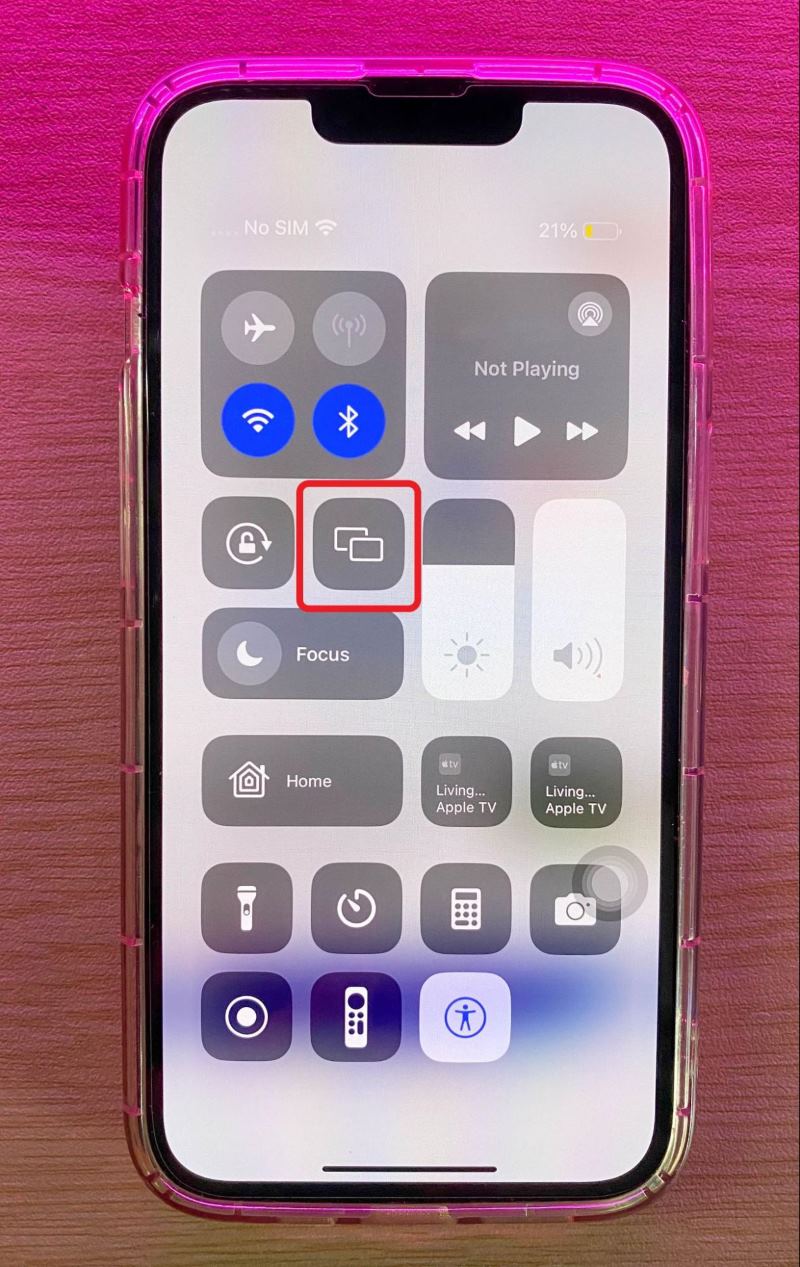 select the Screen Mirroring icon on an iPhone