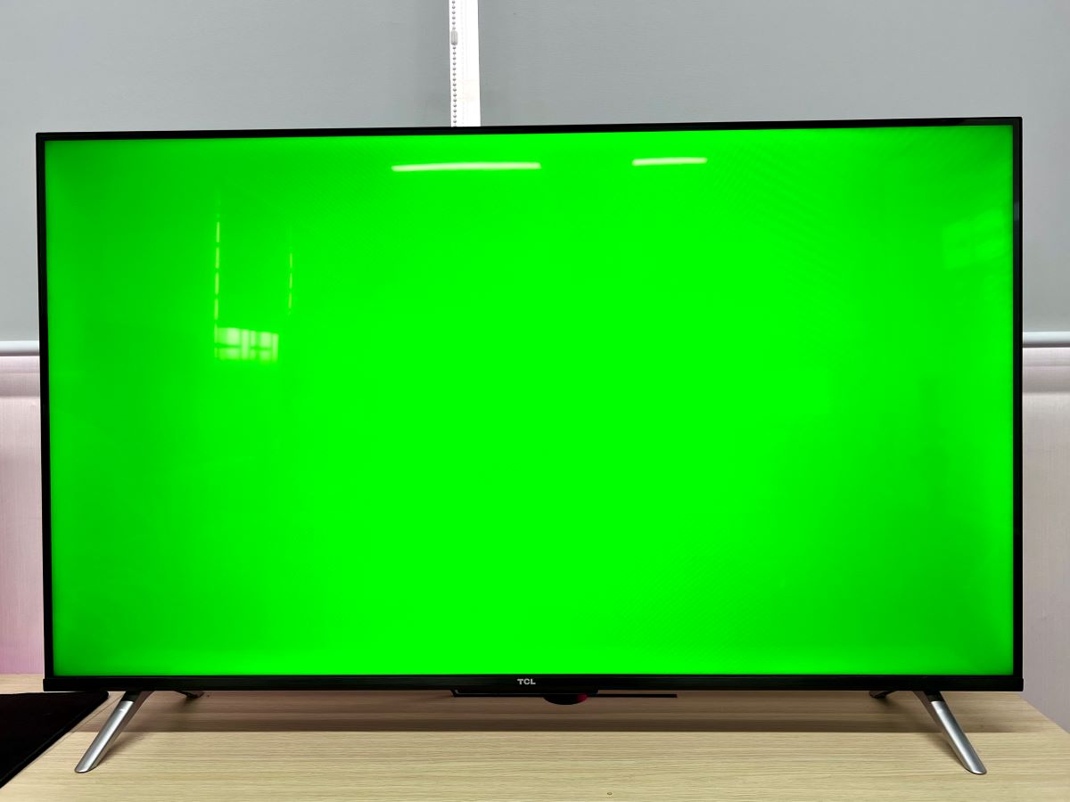 tv green screen on a table
