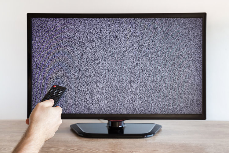 A no signal TV with a remote