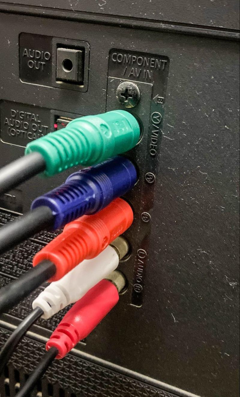 Connect component cables to the input ports on a TV
