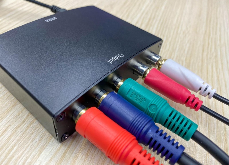 Connect component cables to the output of HDMI to the Component converter