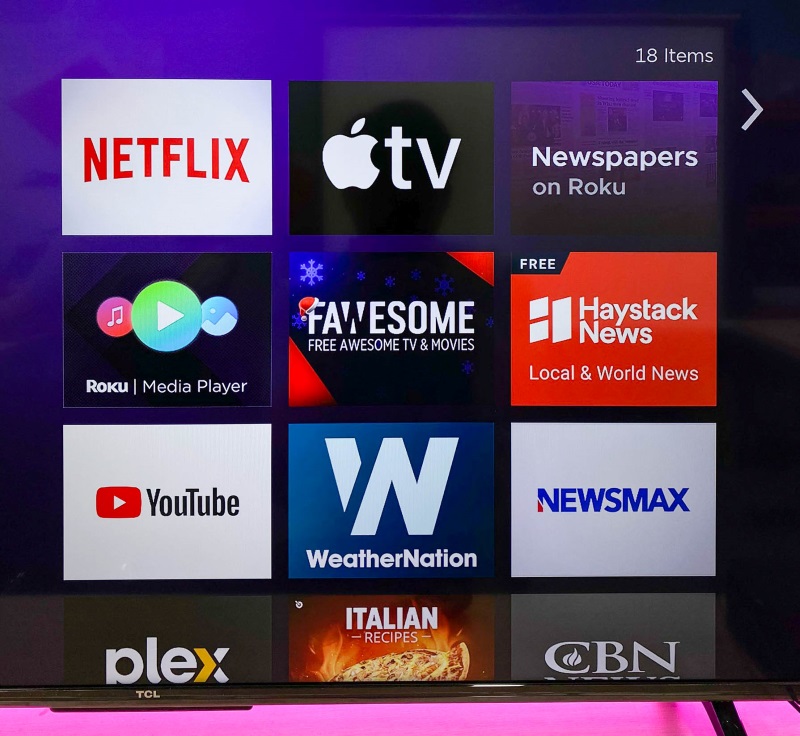 Roku channel services screen