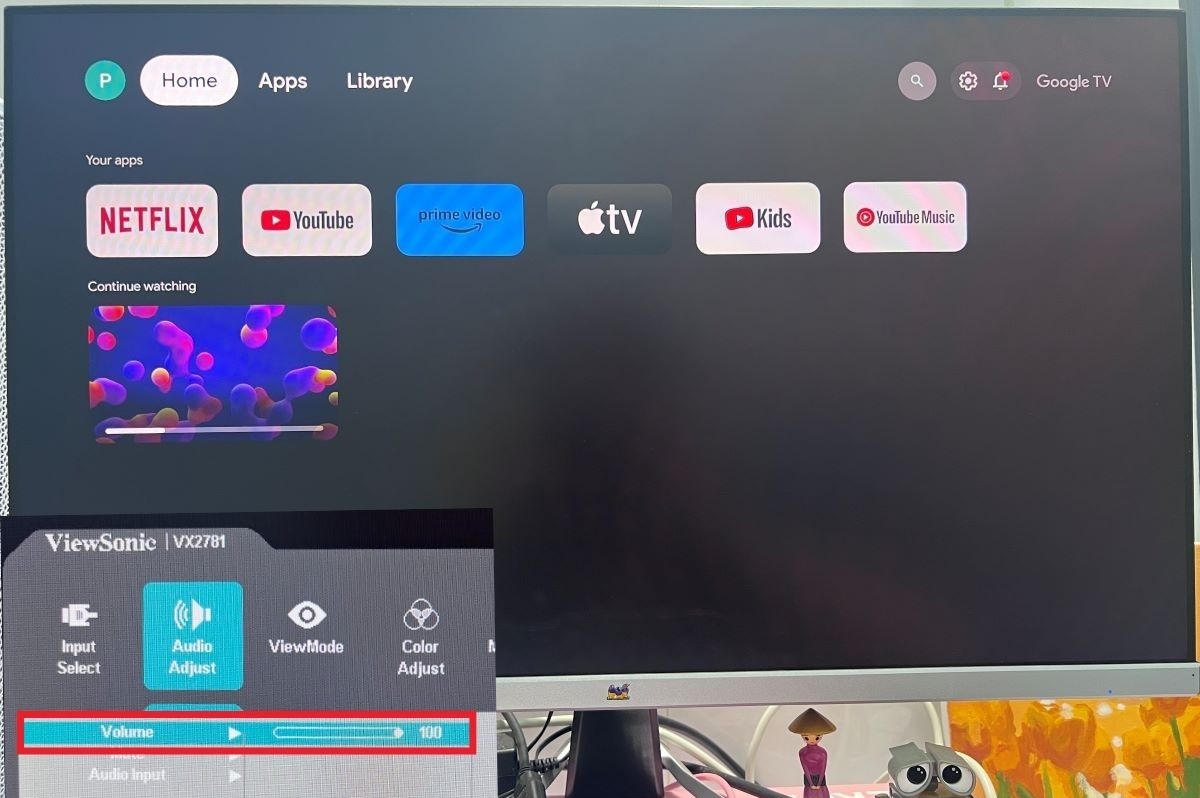 ViewSonic monitor is setting Audio output to max while using Chromecast Google TV