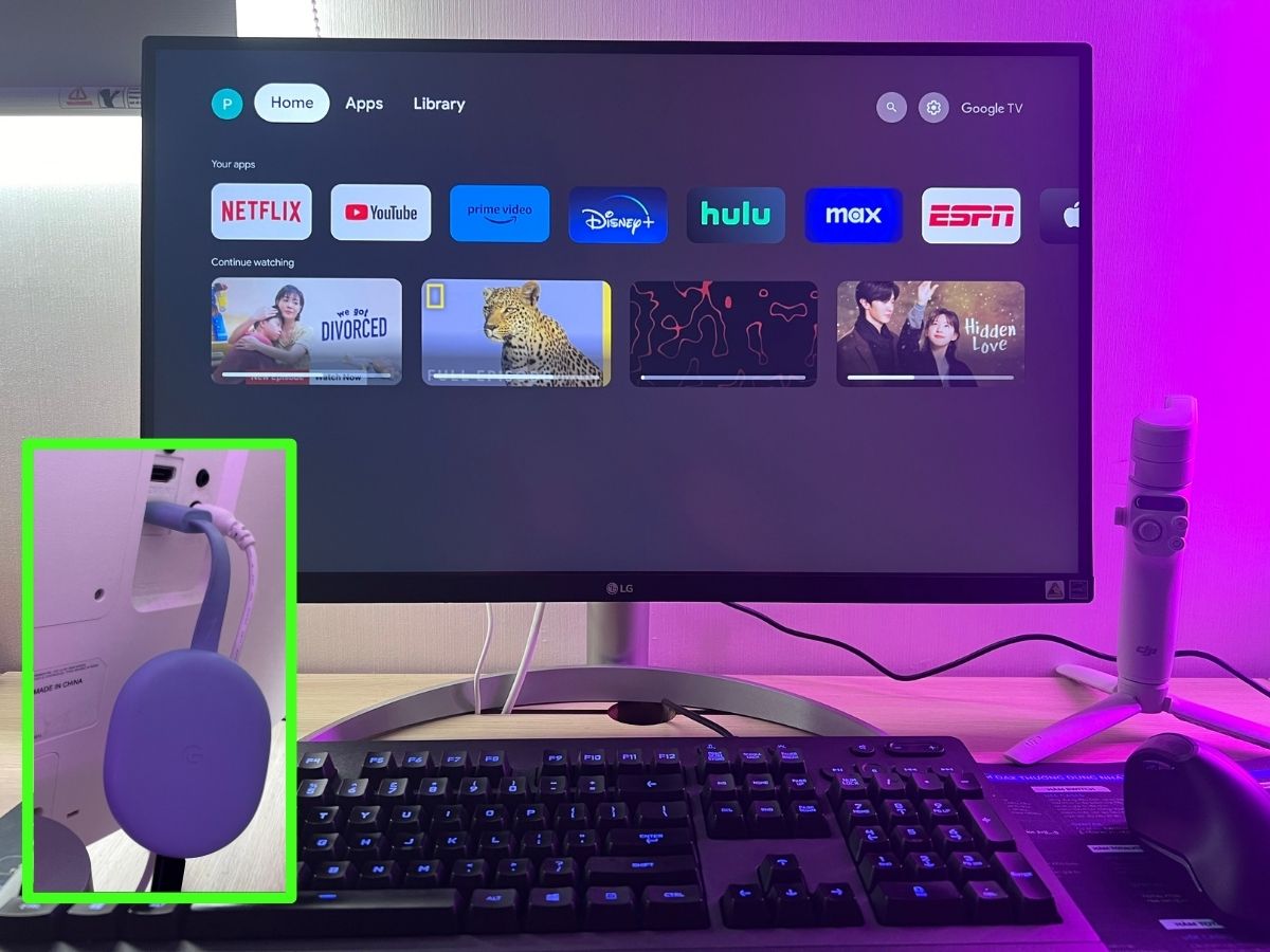 The complete setup of an LG monitor using Chromecast