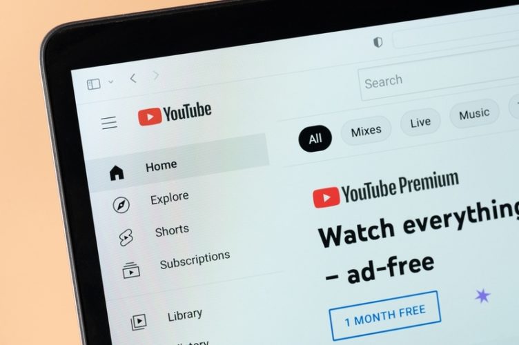 YouTube Premium ad-free service on laptop screen
