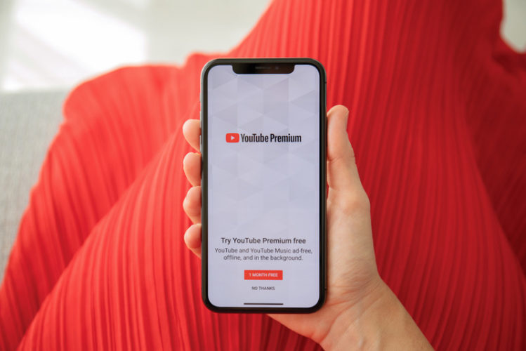 YouTube Premium service on a smartphone screen