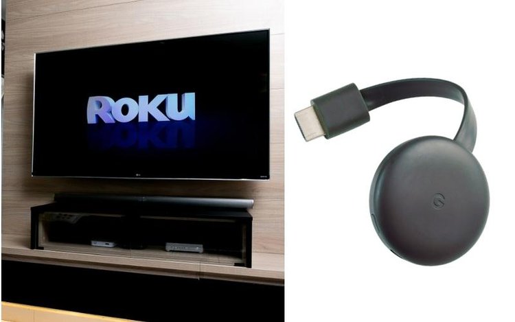 a Roku TV and Chromecast