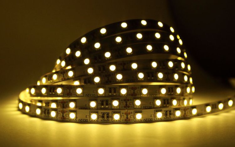 a yellow LED strip light