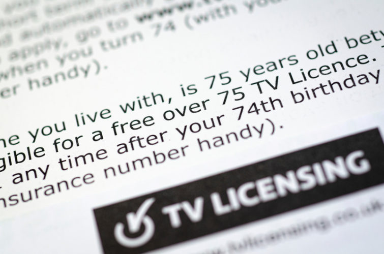 close-up view of TV license for the UK