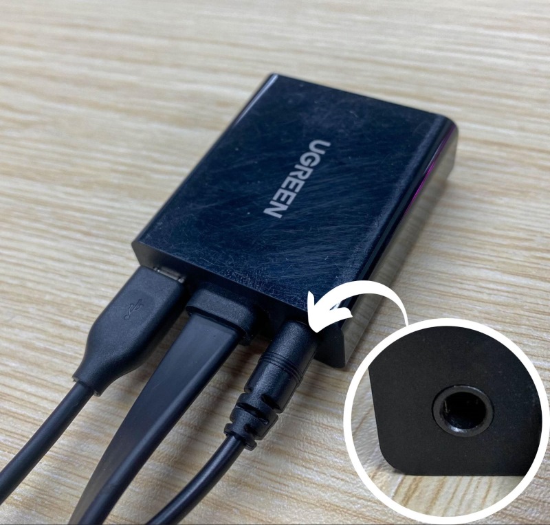 connect a 3.5mm audio cable to the audio out on an HDMI to VGA converter