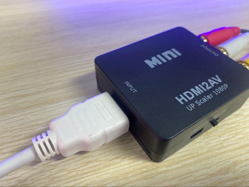 connect an HDMI cable to the MINI HDMI to RCA converter