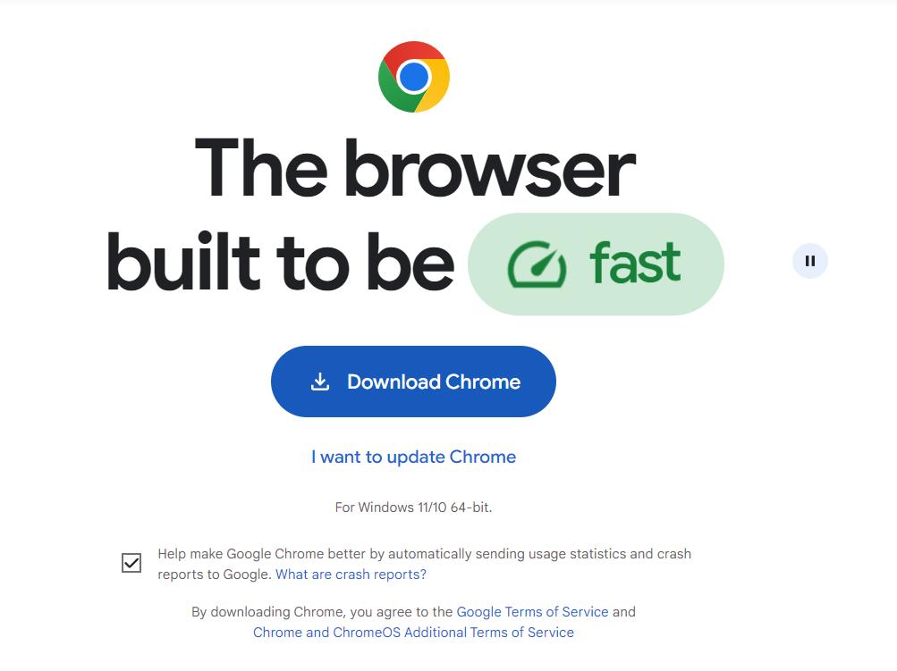 download chrome option is highlighted