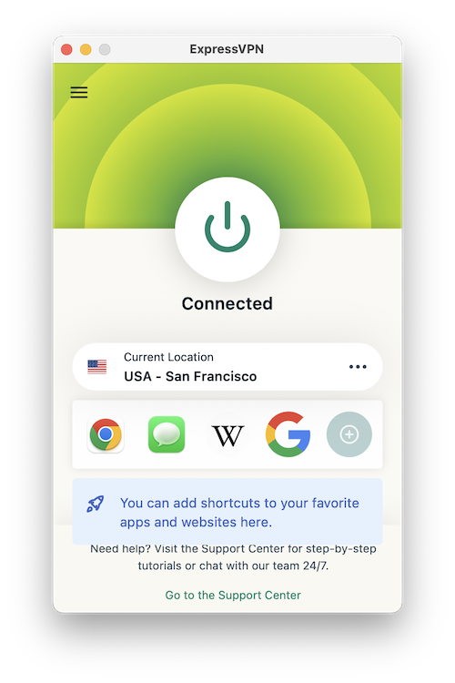 express vpn connected to San Francisco US