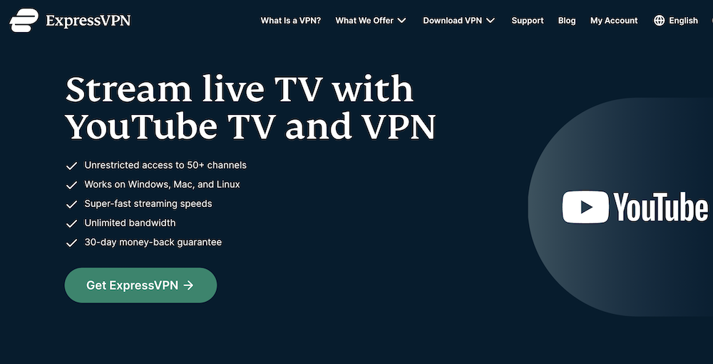 express vpn landing page for youtube tv