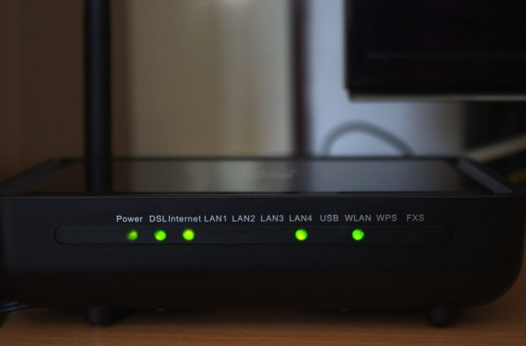 green indicator lights on a wifi router