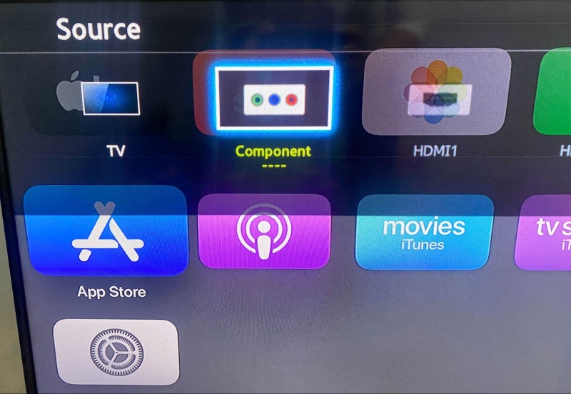 select the Component input option on a TV