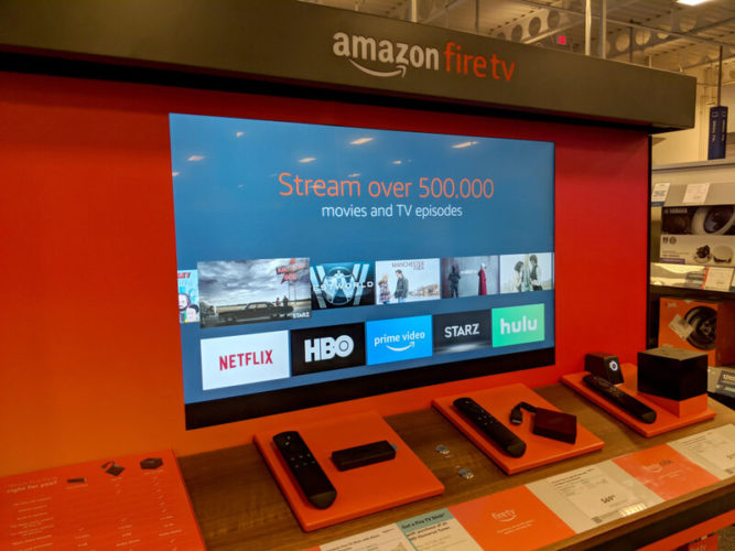 Amazon Fire TV on display in a store