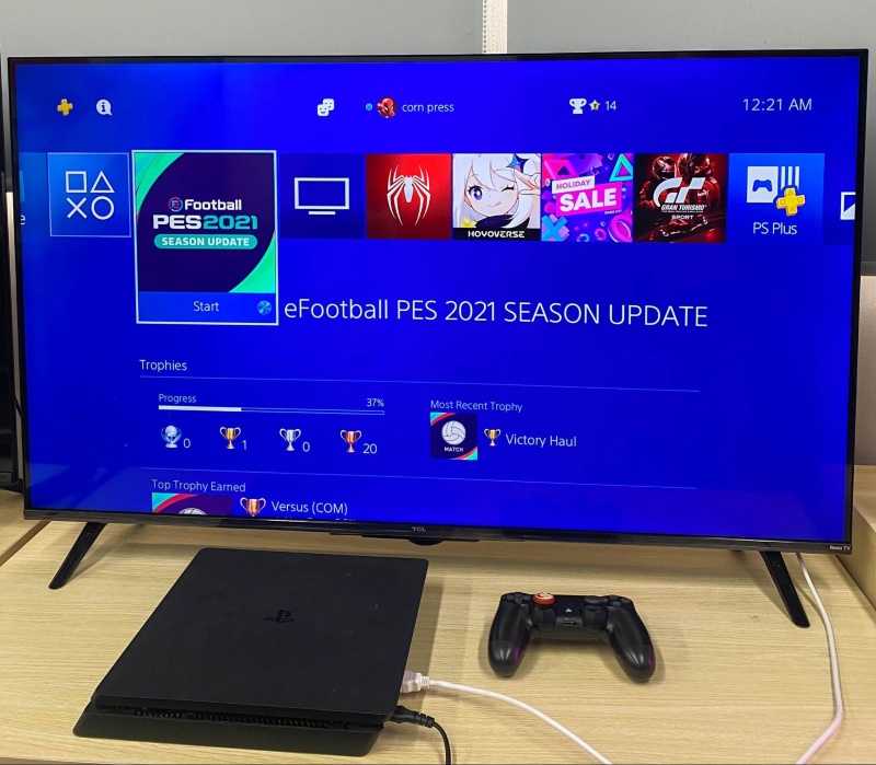 PS4 home screen on a TCL Roku TV