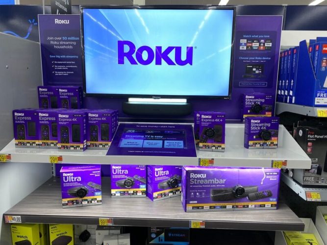 Roku TV on display in a store
