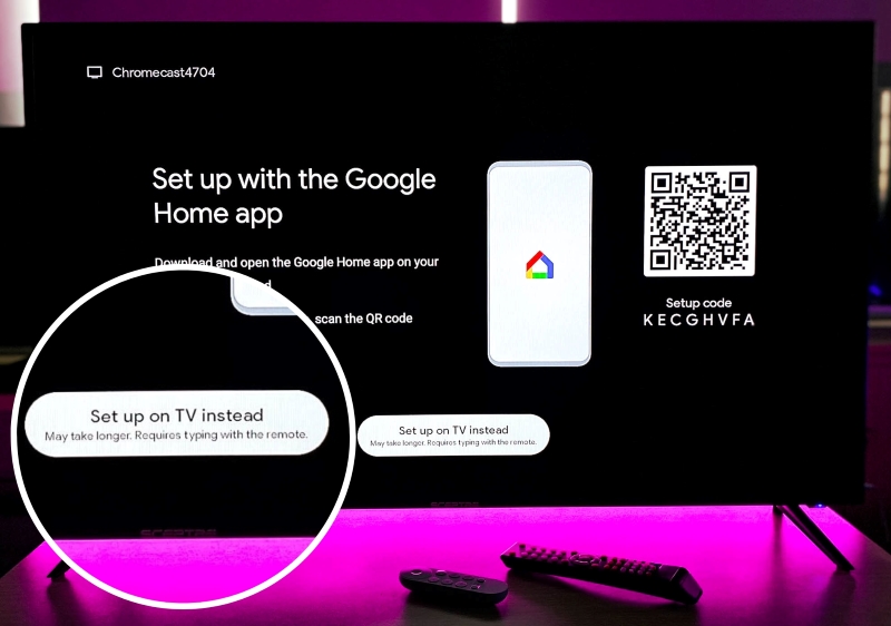 Setup on TV instead message while setting up a Chromecast with Google TV