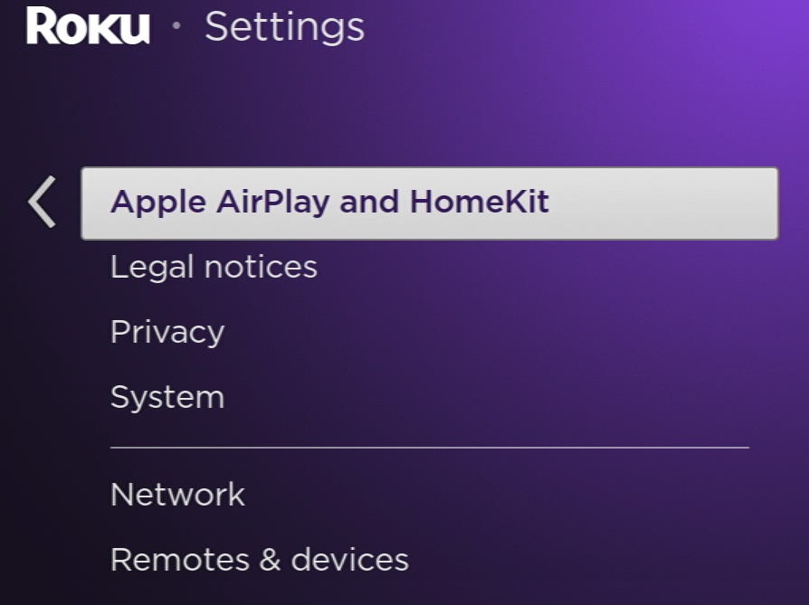 The AirPlay and HomeKit feature on Roku