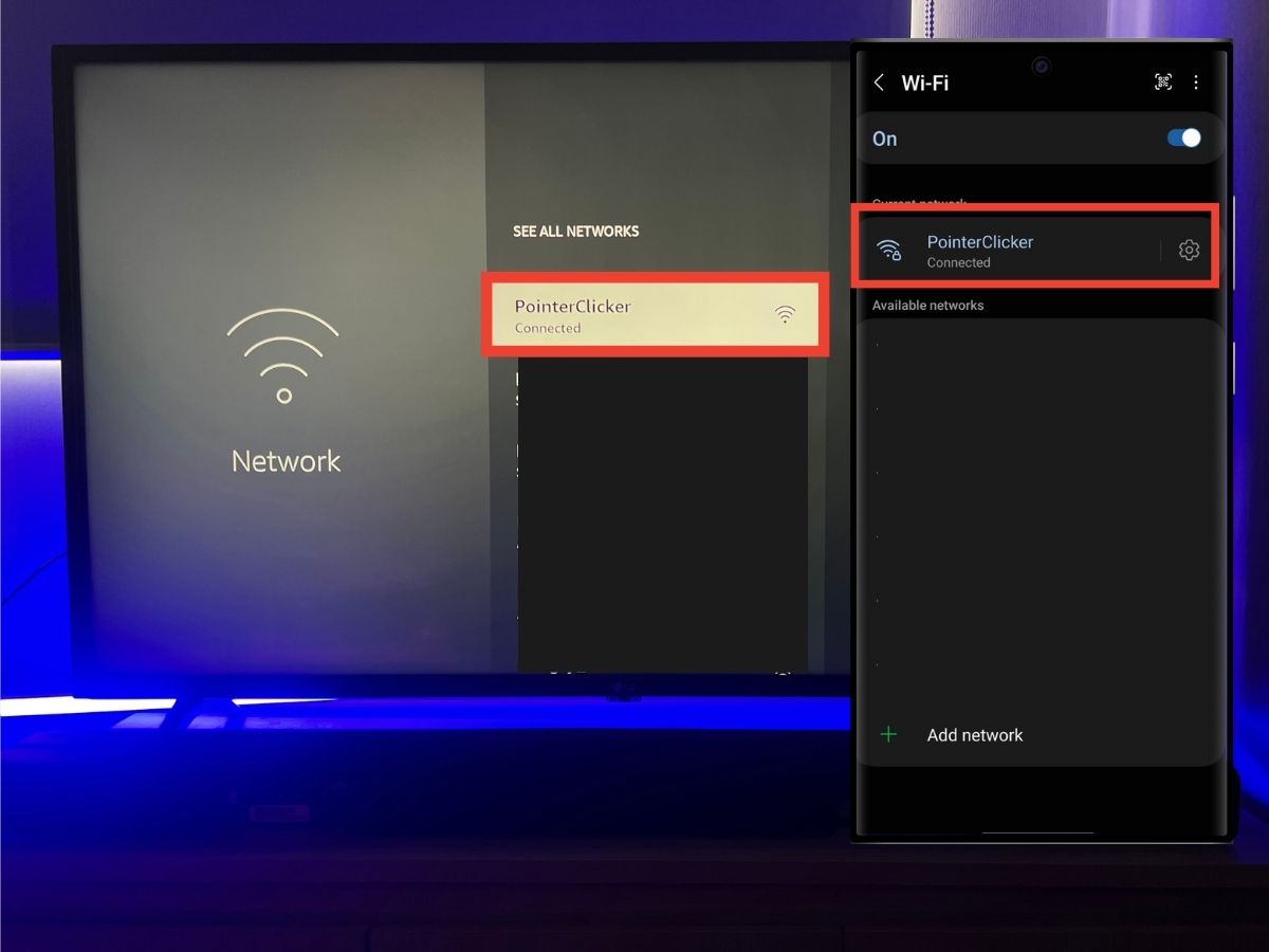 The Fire Stick and a phone are connected to the same Wi-Fi network