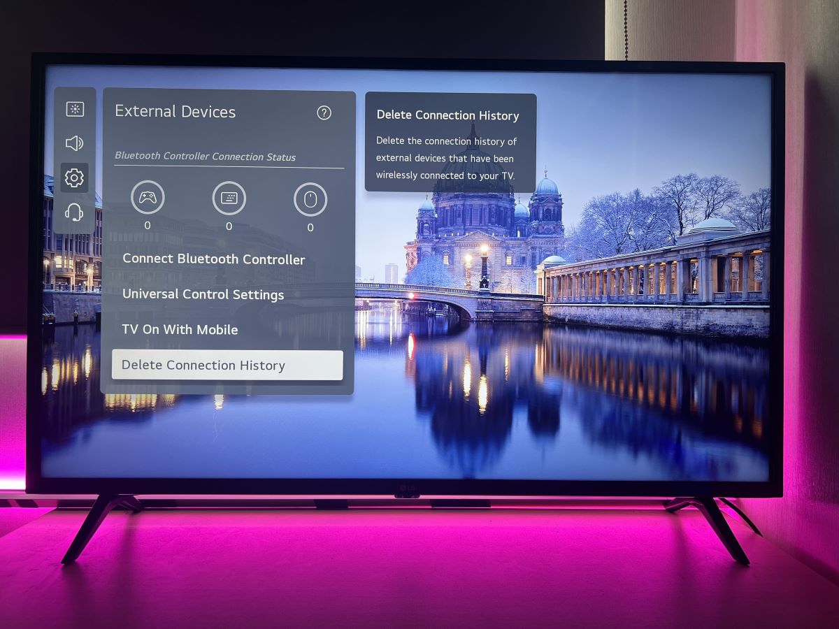 The delete connection history feature on LG TV