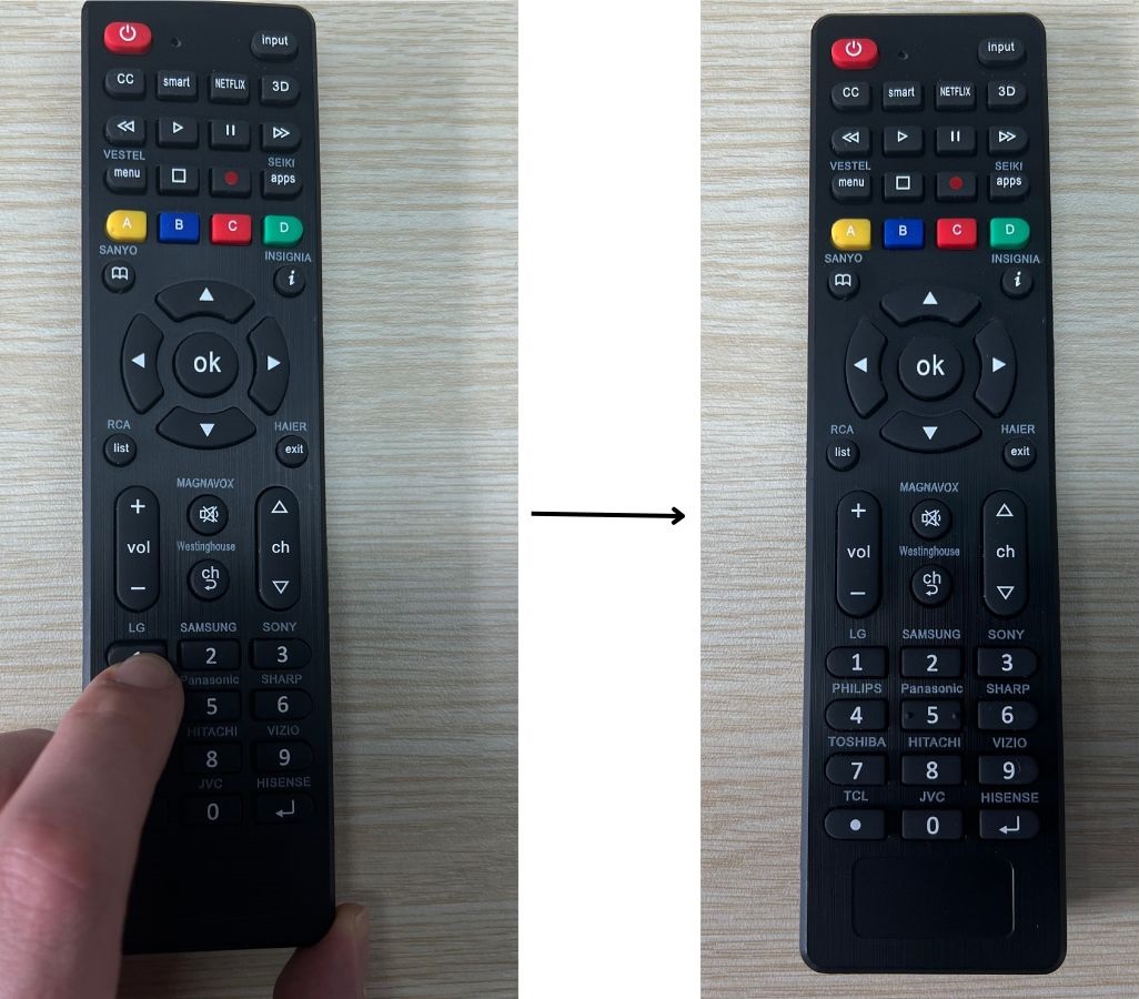 The process of pairing remote on a black universal remote