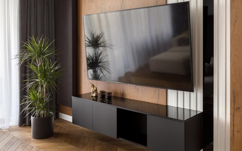 a big TV in a room