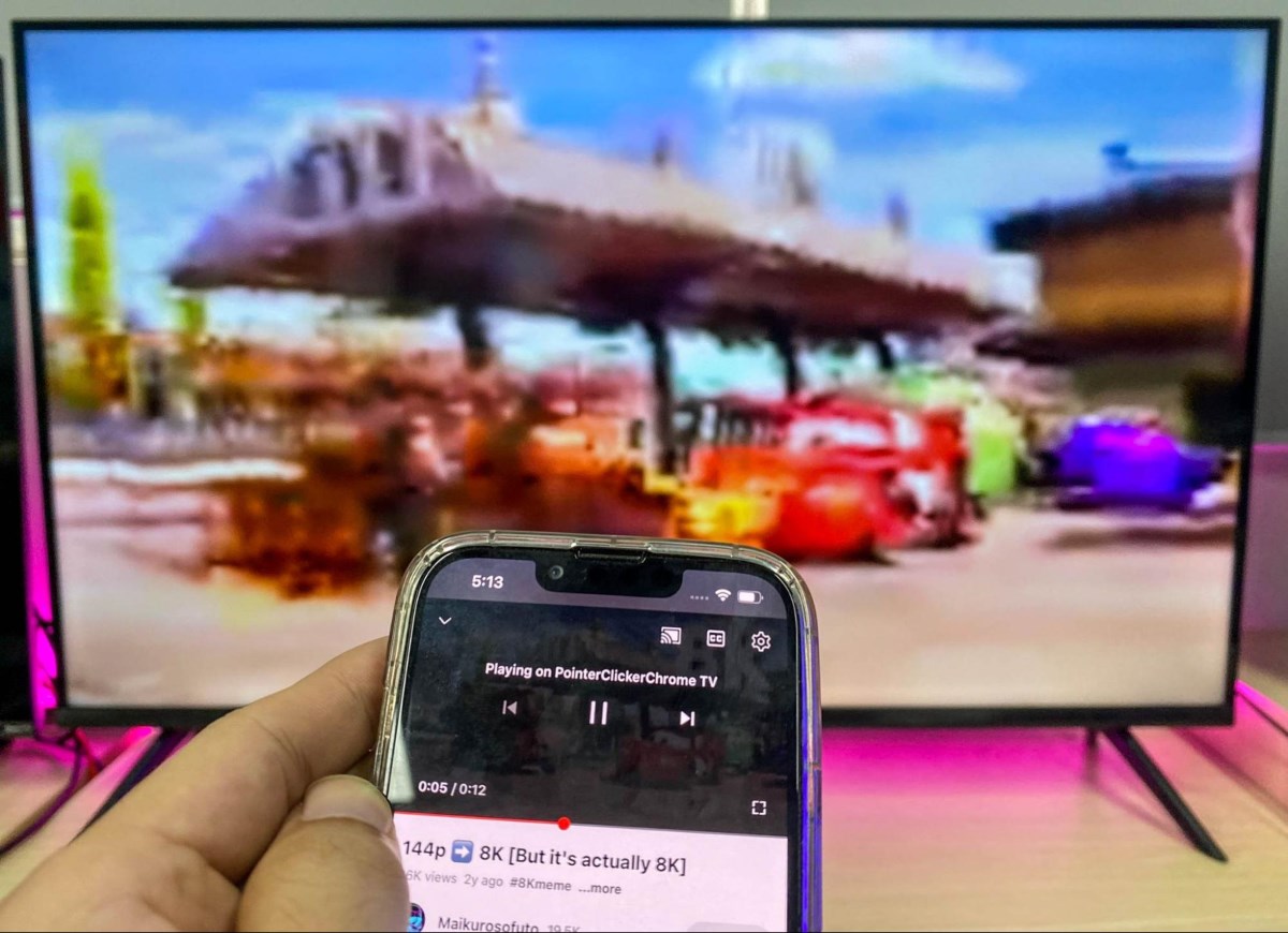 a poor-quality video is cast to a Chromecast connected to a TV
