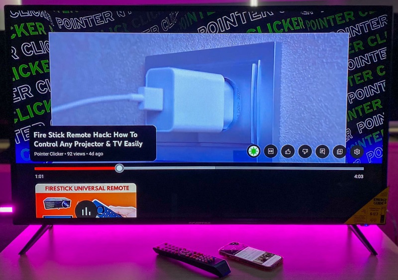 a video is cast on a non-smart TV while connecting to a Chromecast device