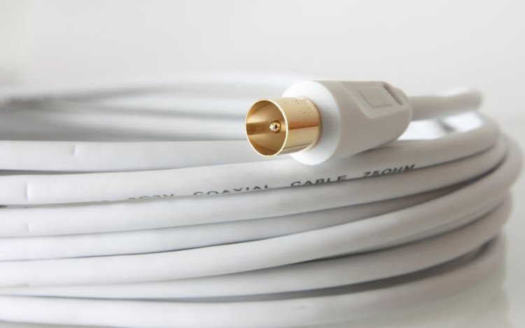 a white TV coaxial cable