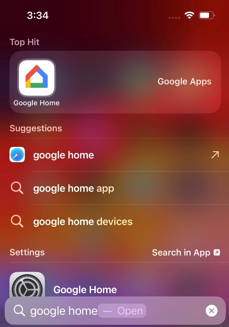 open the Google Home app on the iPhone