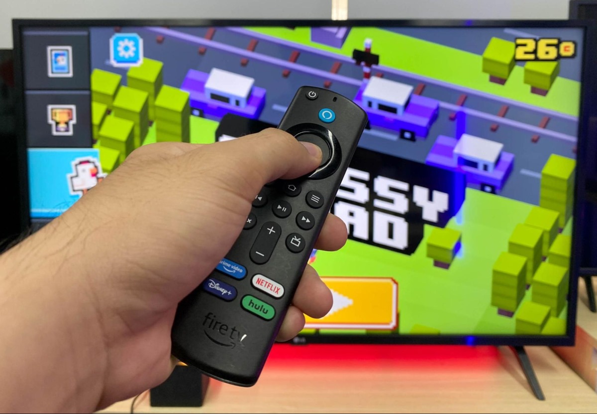 playing a game on Fire Stick with the Fire Stick remote