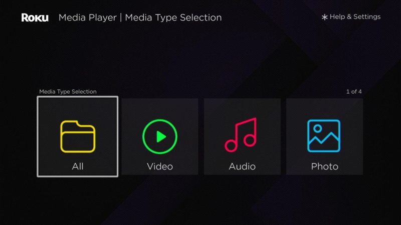 select All in Roku Media Player file explorer